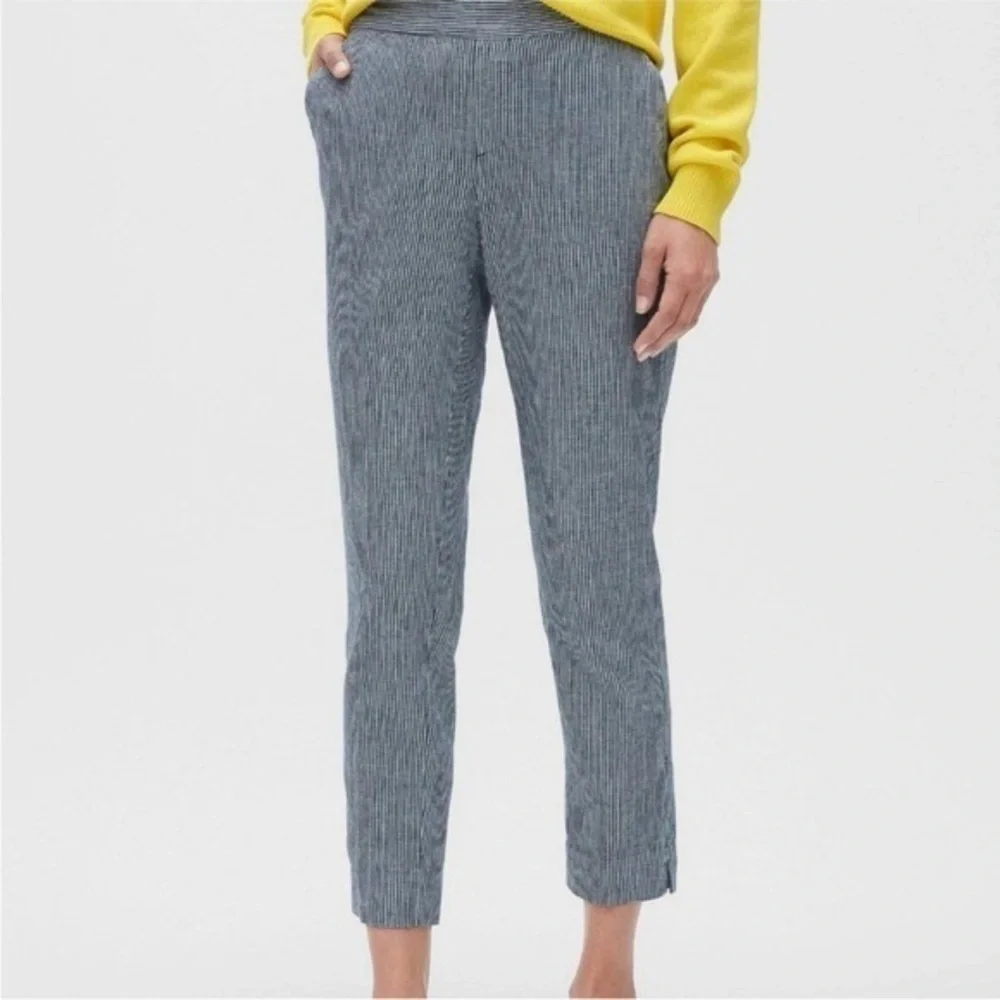 Banana Republic Hayden Pant Linen Blend Stripe White/Blue size 2